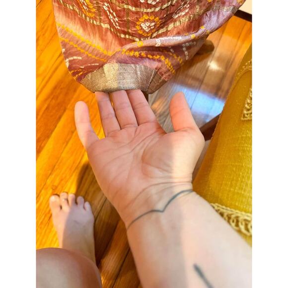 VINTAGE Handmade Indian Sari Style 100% Silk Skirt - Picture 4 of 10